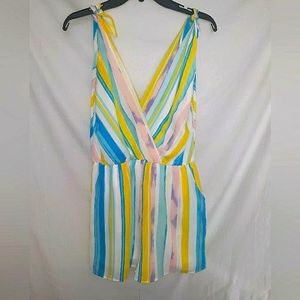 Peach love California striped romper shorts